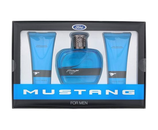 Set Ford: Mustang Blue, Eau De Toilette, For Men, 100 ml + Mustang Blue, Hydrating, After-Shave Balm, 100 ml + Mustang Blue, Hydrating, Body Wash, For Hair & Body, 100 ml Dāvanu komplekti