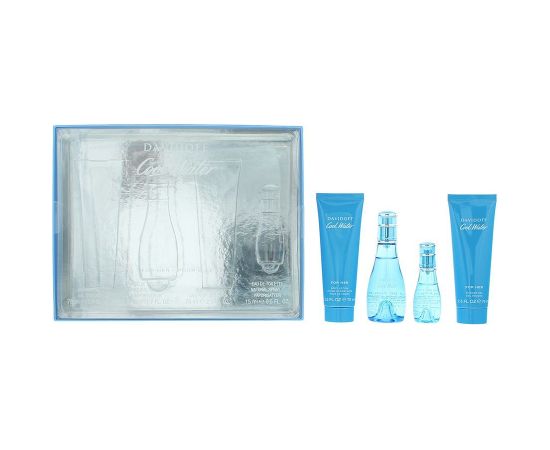 Set Davidoff: Cool Water, Body Lotion, Body, 75 ml + Cool Water, Eau De Toilette, For Women, 50 ml + Cool Water, Shower Gel, All Skin Types, 75 ml + Cool Water, Eau De Toilette, For Women, 15 ml *Miniature Dāvanu komplekti