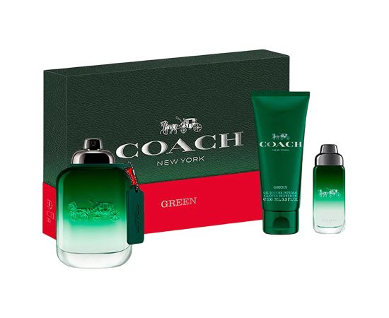 Set Coach: Green, Eau De Toilette, For Men, 100 ml + Green, Eau De Toilette, For Men, 15 ml + Green, Shower Gel, Body, All Skin Types, 100 ml Dāvanu komplekti