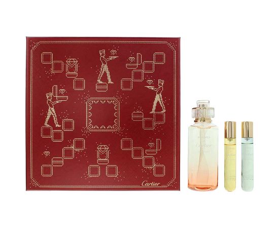 Set Cartier: Rivieres de Cartier Insouciance, Eau De Toilette, Unisex, 100 ml + Rivieres de Cartier Luxuriance, Eau De Toilette, Unisex, 10 ml + Allegresse, Eau De Toilette, Unisex, 10 ml Dāvanu komplekti