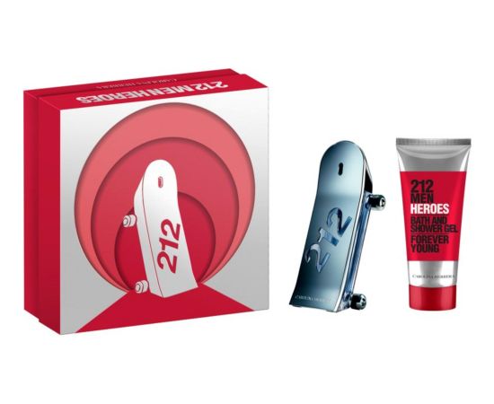 Set Carolina Herrera: 212 Heroes, Eau De Toilette, For Men, 90 ml + 212 Heroes, Shower Gel, For All Skin Types, 100 ml Dāvanu komplekti