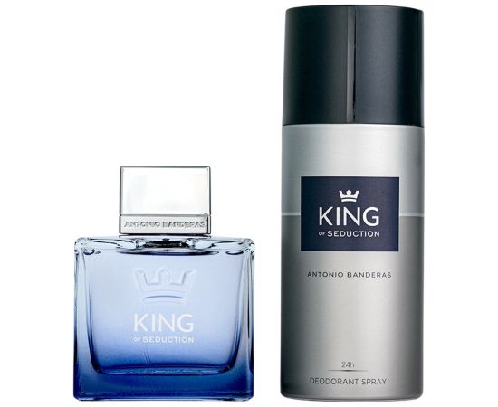 Set Antonio Banderas: King of Seduction, Eau De Toilette, For Men, 100 ml + King of Seduction, Freshness, Deodorant Spray, For Men, 150 ml Dāvanu komplekti