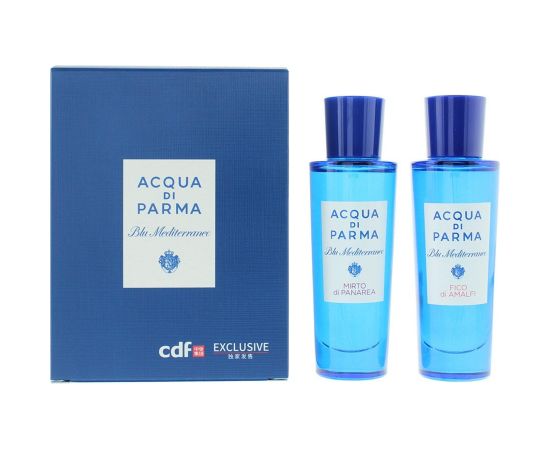 Set Acqua di Parma: Blu Mediterraneo - Fico di Amalfi, Eau De Toilette, Unisex, 30 ml + Blue Mediterraneo - Mirto di Panarea, Eau De Toilette, Unisex, 30 ml Dāvanu komplekti