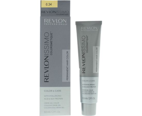 Revlon, Revlonissimo Colorsmetique, Hyaluronic Acid, Permanent Hair Dye, 6.34 Dark Coppery Gold Blonde, 60 ml Matu kopšana