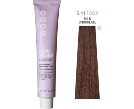 Milk Shake, Creative, SLS/SLES-Free, Permanent Hair Dye, 6.416CA Milk Chocolate, 100 ml Matu kopšana