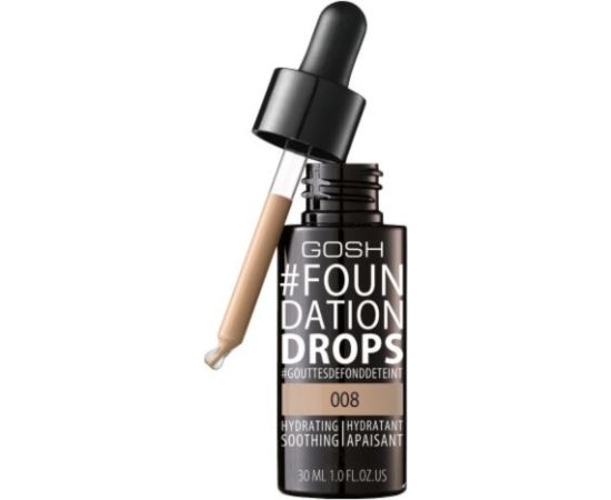 Gosh, Drops, Liquid Foundation, 008, Honey, SPF 10, 30 ml Dekoratīvā kosmētika