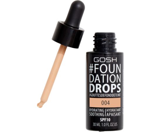 Gosh, Drops, Liquid Foundation, 004, Natural, SPF 10, 30 ml *Tester Dekoratīvā kosmētika