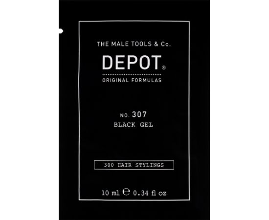 Depot, 300 Hair Stylings No. 307 Black, Botanical Complex, Hair Styling Gel, Temporary Coverage & Volume, Medium Hold, 10 ml Matu kopšana