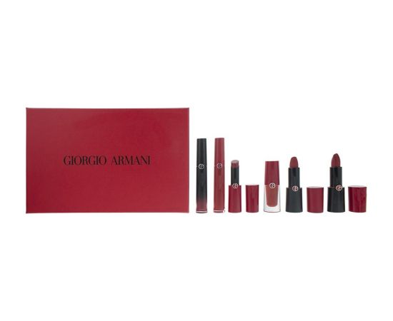 Set Giorgio Armani: Rouge d'Armani, Matte, Cream Lipstick, 400, Four Hundred, 4 g + Lip Maestro, Lip Stain, Liquid Lipstick, 400, 6.5 ml + Lip Magnet, Liquid Lipstick, 400, 3.9 ml + Ecstasy Lacquer , Shining, Lip Gloss, 400, 3 ml + Rouge d'Armani, Cream L Dāvanu komplekti