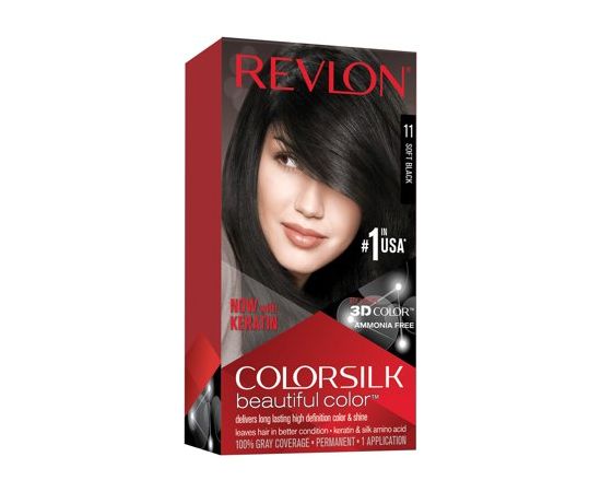 Revlon, Colorsilk, Permanent Hair Dye, 11 Soft Black, 130 ml Matu kopšana