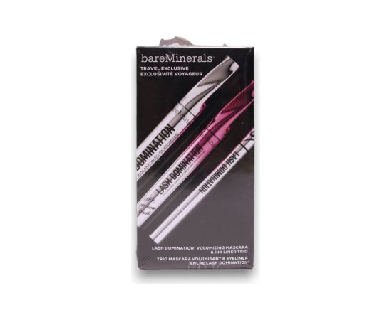Travel Exclusive Set BareMinerals: Lash Domination, Volumizing, Mascara, Intense Black, 8.5 ml + Lash Domination, Volumizing, Mascara, Black, 8.5 ml + Lash Domination, Gel Pencil Eyeliner, Black, 0.6 ml Dekoratīvā kosmētika