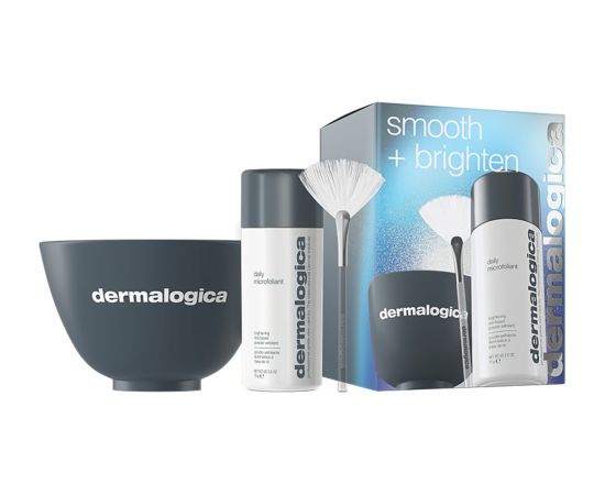 Smooth + Brighten Set Dermalogica: Daily Microfoliant, Exfoliating, Exfoliating Powder, 74 g + Masque Fan, Multi Face Brush + Dermalogica, Plastic Colour Mixing Bowl, Grey Dāvanu komplekti