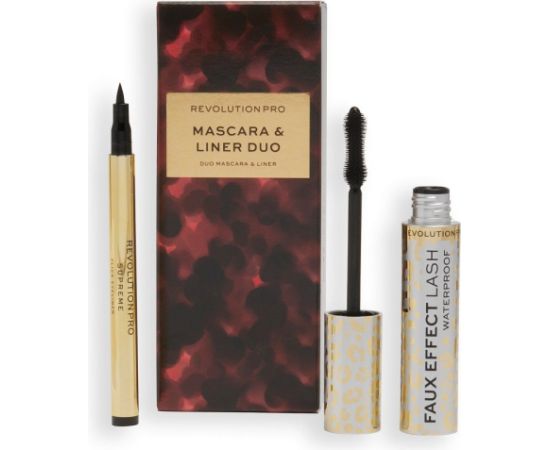 Set Revolution Pro: Faux Effect Lash, Waterproof, Volumising, Mascara, Black, 8 ml + Supreme Flick, Precise, Gel Eyeliner, Black, 1 ml Dekoratīvā kosmētika