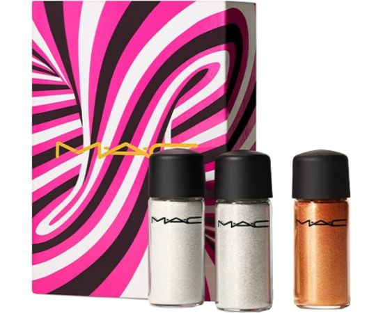 Sprinkle Of Magic Set MAC: Mini, Loose Glitter Eyeshadow, Gold, 2.5 g + Mini, Loose Glitter Eyeshadow, Red, 2.5 g + Mini, Loose Glitter Eyeshadow, Bronze, 2.5 g Dekoratīvā kosmētika