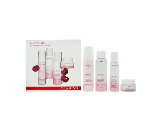 Set Clarins: White Plus, Hydrating, Day, Emulsion, For Face, 75 ml + White Plus, Brightening, Cleansing Foam, 150 ml + White Plus, Brightening, Lotion, For Face, 200 ml + White Plus, Brightening, Gel Mask, For Face, 50 ml Парфюмерные наборы