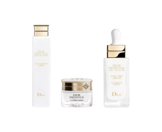 Set Christian Dior: Prestige Light-In-White, Illuminating, Serum, For Face, 30 ml + Prestige Light-In-White, Illuminating, Cream, For Face, 30 ml + Prestige L’Oleo-Essence Lumiere, Brightening, Peeling Lotion, 15 ml Dāvanu komplekti