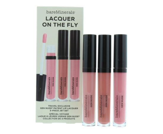 Lacquer On The Fly Set BareMinerals: Gen Nude, Liquid Lipstick, Cant Even, 3.7 ml + Gen Nude, Liquid Lipstick, Dahling, 3.7 ml + Gen Nude, Liquid Lipstick, Major, 3.7 ml Kосметические средства