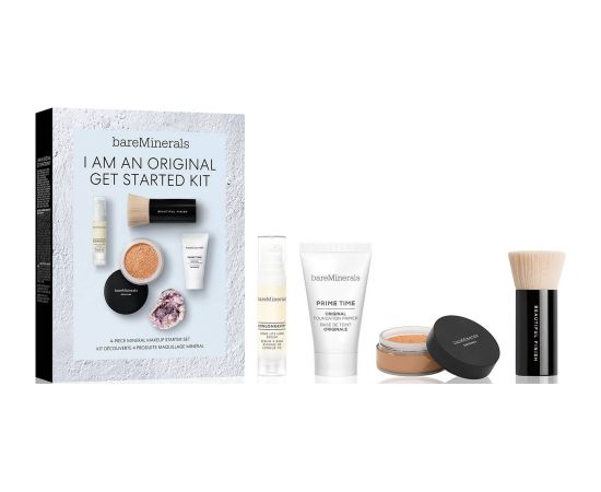 I Am An Original Set BareMinerals: Prime Time, Vitamin E, Smooth Wear, Foundation Primer, Golden Tan, 15 ml + + Mineral Veil, Matte Finish, Loose Setting Powder, Golden Tan, 2 g + BareMinerals, Setting, Powder Brush Dekoratīvā kosmētika