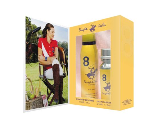 Gift Set Beverly Hills Polo Club: 1982 - Sport 8, Eau De Parfum, For Women, 50 ml + 1982 - Sport 8, Anti-Perspirant, Deodorant Roll-On, For Men, 50 ml Dāvanu komplekti