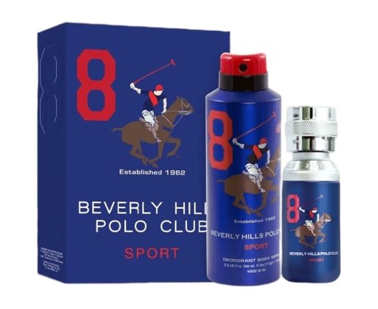 Gift Set Beverly Hills Polo Club: 1982 - Sport 8, Eau De Toilette, For Men, 100 ml + 1982 - Sport 8, Anti-Perspirant, Deodorant Spray, For Men, 175 ml Dāvanu komplekti