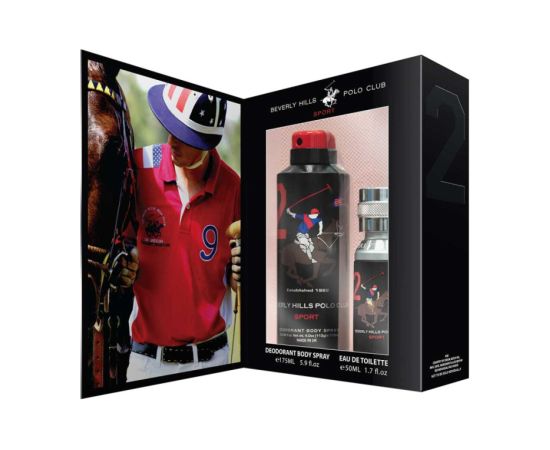 Gift Set Beverly Hills Polo Club: 1982 - Sport 2, Eau De Toilette, For Men, 50 ml + 1982 - Sport 2, Anti-Perspirant, Deodorant Spray, For Men, 175 ml Dāvanu komplekti