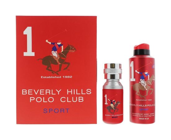 Gift Set Beverly Hills Polo Club: 1982 - Sport 1, Eau De Toilette, For Men, 50 ml + 1982 - Sport 1, Anti-Perspirant, Deodorant Spray, For Men, 175 ml Dāvanu komplekti