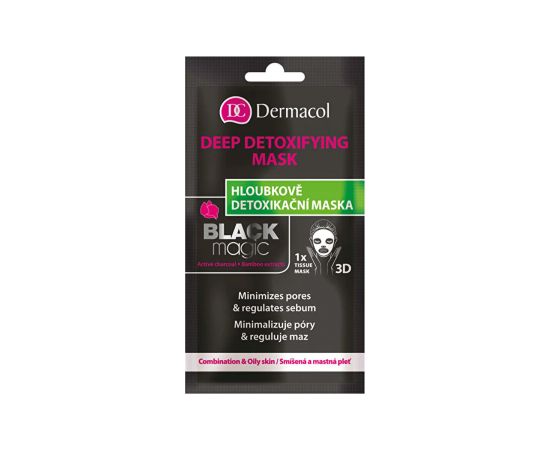 Dermacol, Black Magic, Activated Charcoal, Detoxifying, Sheet Mask, For Face, 15 ml *Tester Sejas kopšana