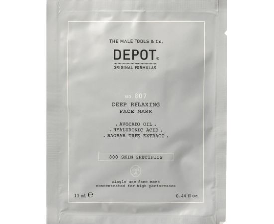 Depot, 800 Skin Specifics No. 807, Hyaluronic Acid, Nutri-Soothing, Sheet Mask, For Face, 13 ml Sejas kopšana