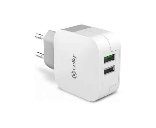 CELLY TRAVEL CHARGER TURBO 2USB 3.4A Telefonu lādētāji 220v