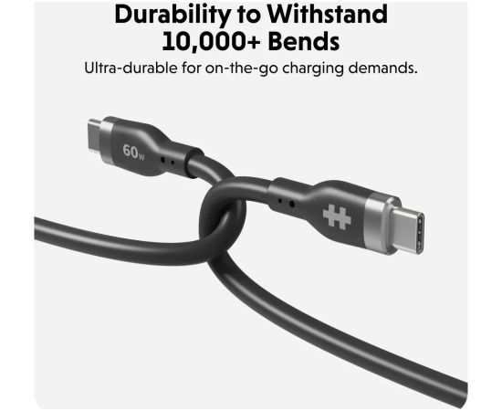 Hyper HyperJuice USB-C Silicone Charging Cable HJ4011BKGL Data USB kabeļi