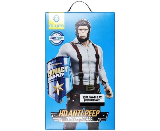 Tempered glass 5D Mr. Monkey Glass (Strong Privacy) Apple iPhone 15/16 black Ekrānu aizsardzība