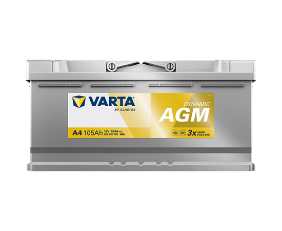 Varta A4 105Ah 950A (EN) Dynamic xEV 394x175x190 Start-Stop Plus AGM -+B13 Akumulators Akumulatori