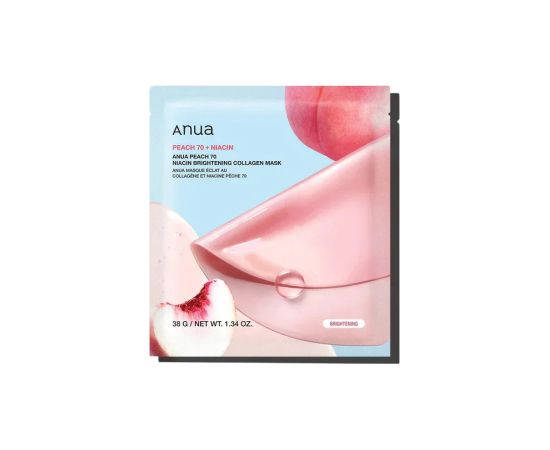 Anua, Peach 70, Collagen, Brightening, Sheet Mask, For Face, 38 g Sejas kopšana