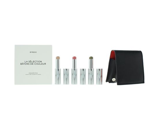 Orange Set Byredo: Colour Stick, Multifunctional, Eyeshadow Stick, 509, Solar Flare, 3.5 g + Colour Stick, Multifunctional, Eyeshadow Stick, Kumato Face, 3.5 g + Colour Stick, Multifunctional, Eyeshadow Stick, Flower Play, 3.5 g + Byredo, GWP Leather Pouc Dekoratīvā kosmētika