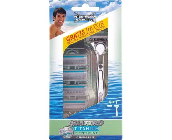 Wilkinson  Quattro Titanium Sensitive maszynka do golenia z wymiennymi ostrzami 1szt + wkłady 4szt Аксессуары для бритвы