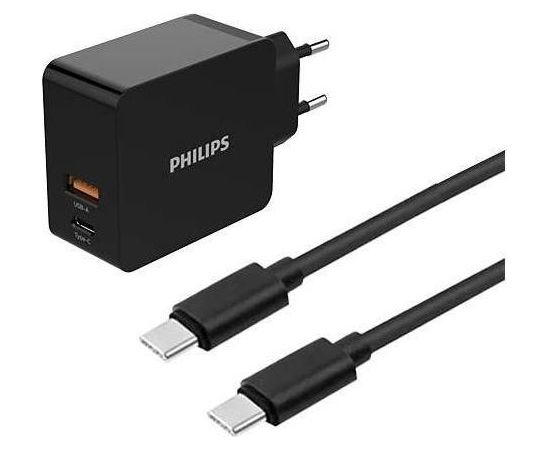 Tīkla lādētājs Philips DLP2621C/12 1x USB-A 1x USB-C 3 A (DLP2621C/12) Новинки Компьютерная техника