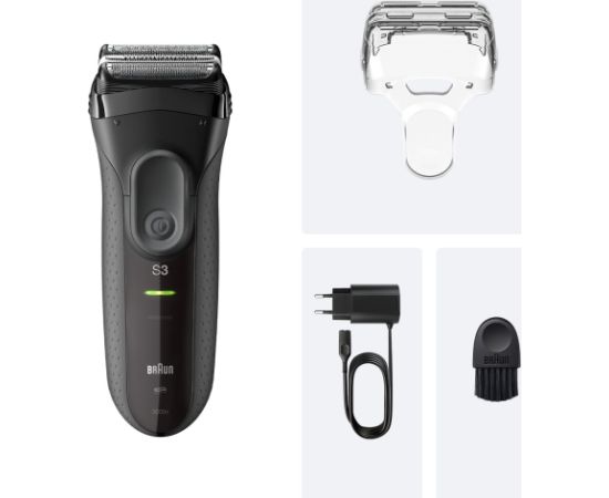 Braun Serie 3 3000S Golarka foliowa Szary Matu, Bārdas, Ķermeņa trimmeri