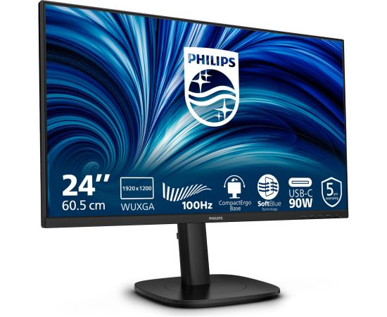 Monitors Philips 24B2U3301D - LED 61.13 cm (24") - 1920 x 1200 WUXGA @ 100 Hz - IPS - 300 cd/m2 - 1500:1 - 4 ms - HDMI, DisplayPort, USB-C Jaunumi - Datori