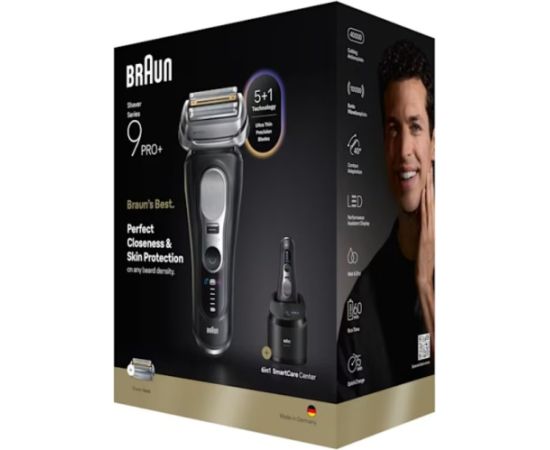Braun Series 9 PRO+ 9660CC Wet&Dry -Pro SensoAdapt parranajokone SmartCare-asemalla, Musta Skuvekļi vīriešiem