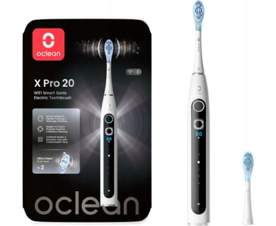 Oclean X Pro 20 electric toothbrush, white Elektriskās zobu birstes