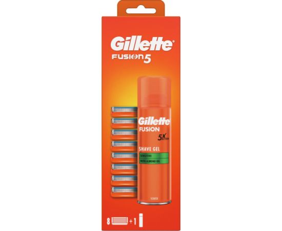 Gillette Wkłady Fusion5 8 szt. + Fusion żel 200ml Skuvekļu papildpiederumi