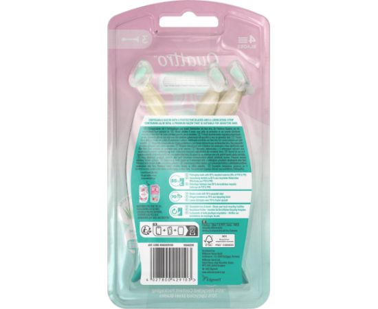 WILKINSON_My Intuition Quattro Smooth Sensitive jednorazowe maszynki do golenia 3szt Epilatori, bikini trimmeri, sieviešu skuvekļi