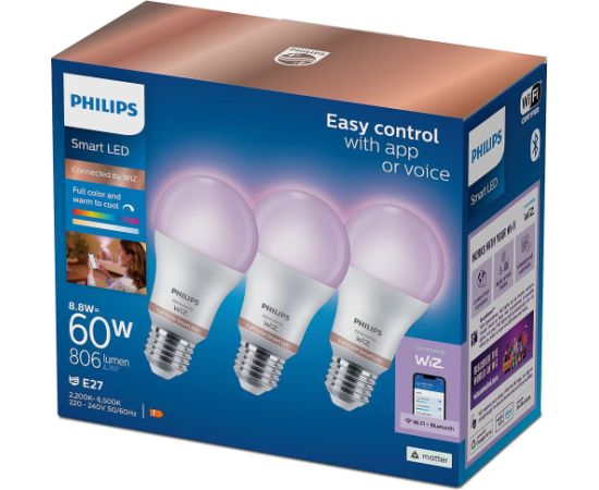 Philips Wiz 8.5W(60W) A60 E27 RGB 3pcs Elektriskās zobu birstes