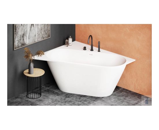 PAA Vanna Deco Corner D Brīvi Stāvoša Akmens Masas Vanna Matēta Balta Из каменной массы
