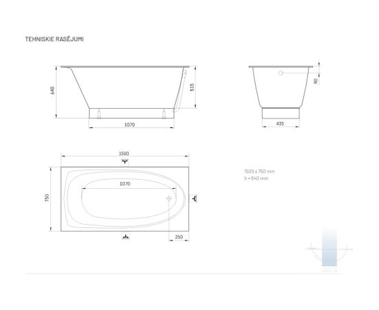 PAA Uno Brīvi Stāvoša Akmens Masas Vanna Balta Из каменной массы