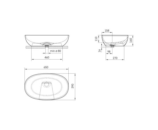 PAA Bella Vannas Istabas Izlietne Grafīta Vannas istabas izlietnes