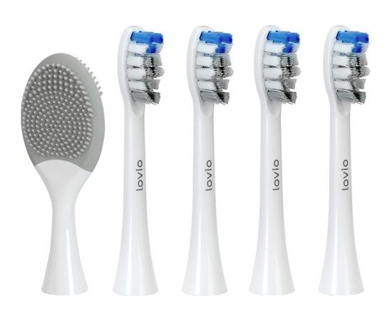 LOVIO_SonicProtect PRO końcówki do szczoteczki średnia twardość Białe LVTB124WK-HM 5szt Uzgaļi elektriskajām zobu birstēm