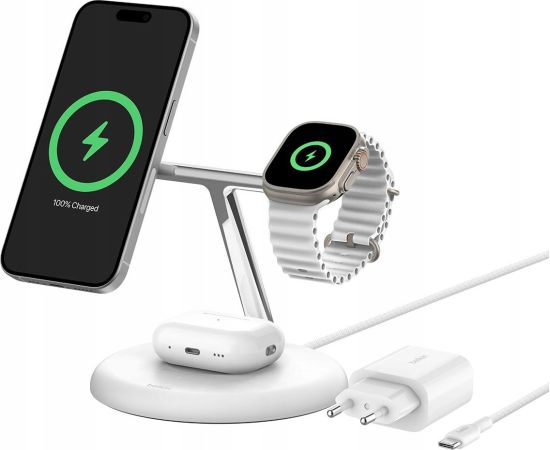Belkin WIZ023VFWH mobile device charger Headphones, Smartphone, Smartwatch White USB Wireless charging Indoor Зарядные устройства