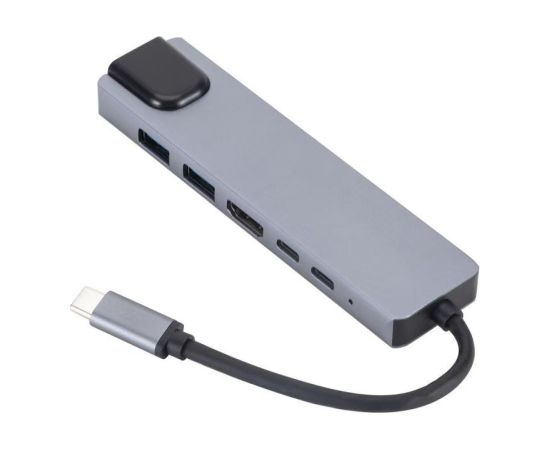 Gembird A-CM-COMBO5-06 USB Type-C 6-in-1 multi-port adapter (AF and Type-C Hub + HDMI + PD+LAN) Adapteri