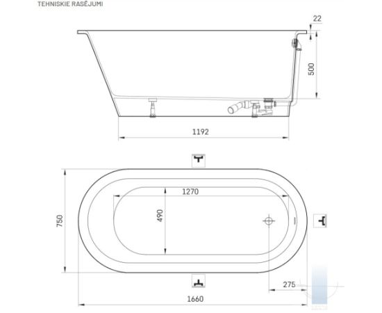 PAA Vario L Brīvi Stāvoša Akmens Masas Vanna Jaunumi Sadz. tehnika